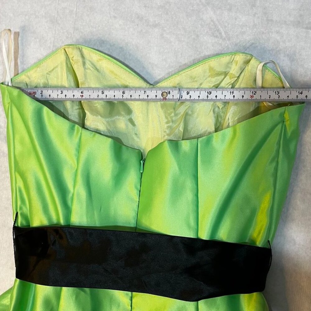 Jessica McClintock Gunne Sax Strapless Satin Ball Gown Lime/Black 5 HOLIDAY - Picture 6 of 16